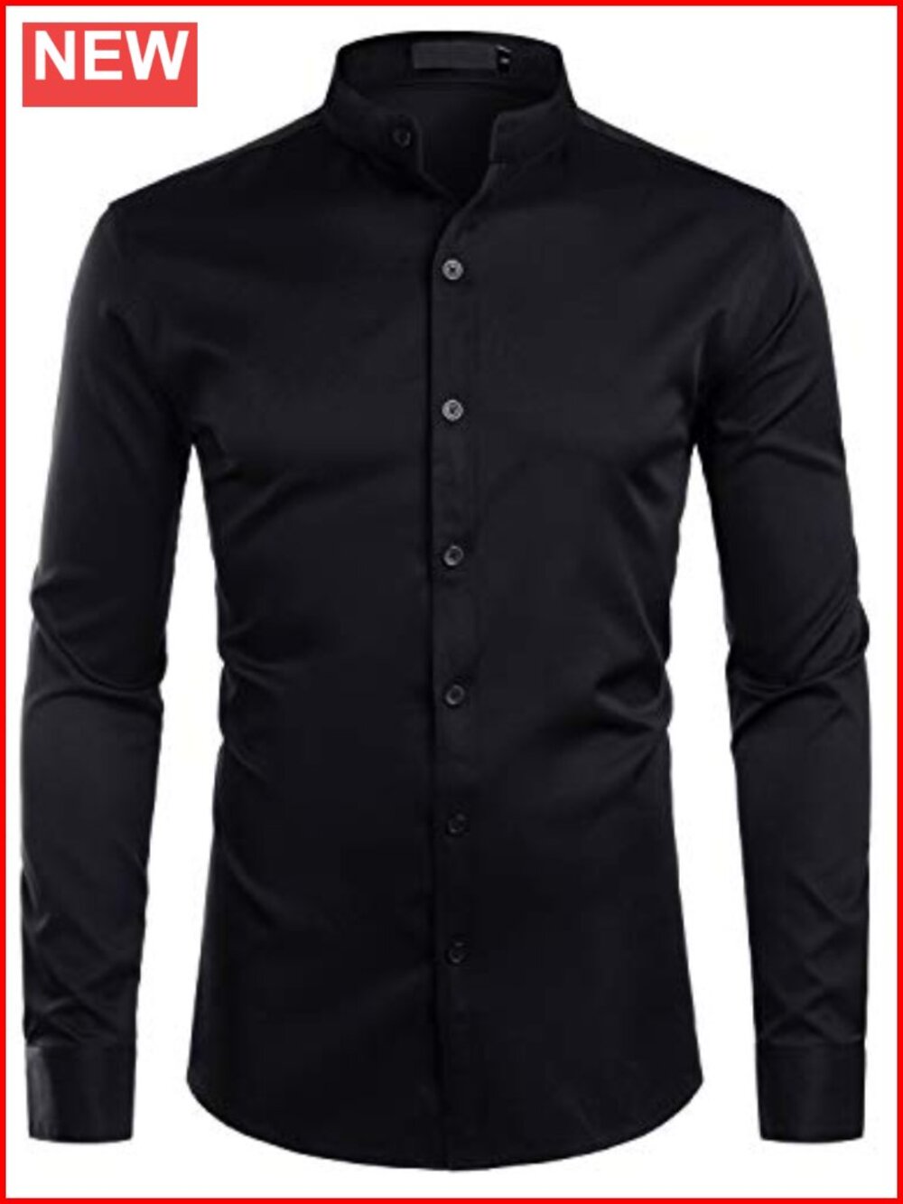 Mens Long Sleeve Mandarin Collar Slim Fit Button Down Dress Shirt